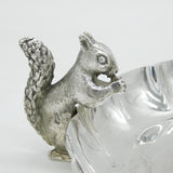 Silver Plated Cast Squirrel Handle Treat Dish Antique c1920 Art Deco Sheffield