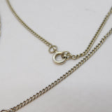 Sterling Silver & Cabochon Green Amber Drop Necklace Vintage c1970