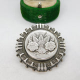Victorian Sterling Silver Floral Pattern Aesthetic Sweetheart Brooch Antique