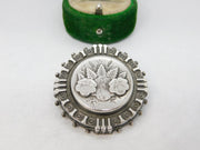 Victorian Sterling Silver Floral Pattern Aesthetic Sweetheart Brooch Antique