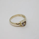 Sterling Silver Paste Heart Solitaire Dress Ring Vintage c1970 Size M 1/2