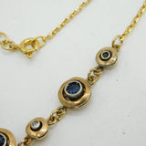 Art Deco 9ct Yellow Gold, Sapphire & Diamond Lavalier Necklace Antique c1920s