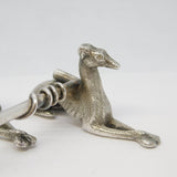 19th Century Pair of Cast .900 Silver Greyhound & Hunting Crop Cutlery Rests