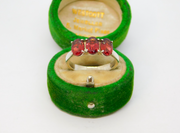 Sterling Silver Triple Oval Garnet Set Ring Vintage c1970 Size O