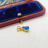 Sterling Silver Gilt & Synthetic Sapphire Droplet Charm Pendant Vintage c1970