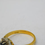 18ct Yellow Gold, Sapphire & Diamond Floral Cluster Ring Vintage c1970s