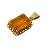 9ct Yellow Gold & Yellow Sapphire Drop Pendant Vintage 1966 Birmingham
