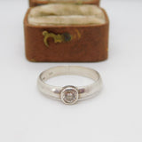 Sterling Silver Paste Set Solitaire Ring Vintage c1970 Size P 1/2 UK