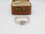 Sterling Silver Paste Set Solitaire Ring Vintage c1970 Size P 1/2 UK