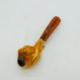 19th Century Meerschaum & Block Amber Sitting Lady Smoking Pipe Antique AF