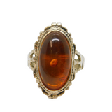 Sterling Silver Baltic Amber Oval Studio Dress Ring Vintage c1970 Size N