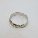 Sterling Silver Laser Cut Patterned Band Wedding Ring Modern c1990 Size N 1/2