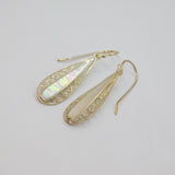 Pair of Sterling Silver Mother Of Pearl Filigree Drop Earrings Modern c2000