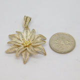 Sterling Silver Filigree Pattern Textured Flower Charm Pendant Vintage c1970