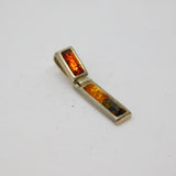 Sterling Silver Multi-Colour Baltic Amber Stick Drop Pendant Modern c1990s