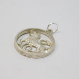 Sterling Silver Leo Zodiac Lion Charm Pendant Vintage c1970