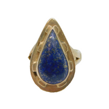 Sterling Silver Blue Sodalite Peardrop Statement Ring Vintage c1970 Size M 1/2