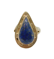 Sterling Silver Blue Sodalite Peardrop Statement Ring Vintage c1970 Size M 1/2