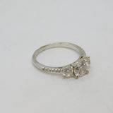 Sterling Silver Triple CZ Sparkling Dress Band Ring Vintage c1990 Size O