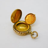 George III 12ct Yellow Gold Vinaigrette Floral Chased Fob Antique c1820s