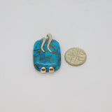 Mexican Sterling Silver Natural Turquoise Studio Pendant Modern c1990s