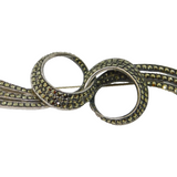 Sterling Silver Art Deco Marcasite Double Comet Form Brooch Pin Antique c1930