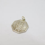 Sterling Silver Octagonal St Christopher Travel Charm Pendant Vintage c1970