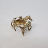Sterling Silver Mare with her Foal Horse Charm Pendant Vintage c1970