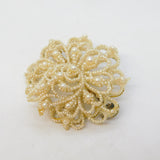 George III 14ct Gold & Woven Seed Pearl Floral Dress Brooch Antique c1800s