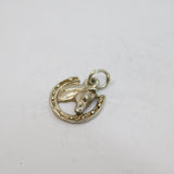 Sterling Silver Horse Head In Horseshoe Charm Pendant Vintage c1970