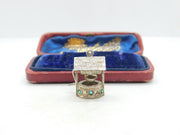 Sterling Silver Magic Wishing Well with Emerald Paste Charm Pendant c1970