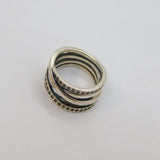 Sterling Silver Multi-Strand CZ Crossover Dress Band Ring Modern c2000 Size I