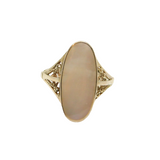 Sterling Silver Mother Of Pearl Ellipse Dress Ring Vintage c1970 Size R