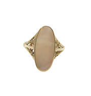 Sterling Silver Mother Of Pearl Ellipse Dress Ring Vintage c1970 Size R