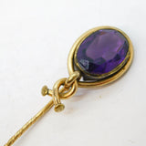 Victorian Rolled Gold & Amethyst Set Floral Stick Pin Antique c1880s