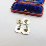 Sterling Silver Red Enamel H Initial Gents Engine Turned Cufflinks 1958