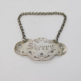 Victorian Sterling Silver Floral Sherry Decanter Label Antique 1893 Birmingham