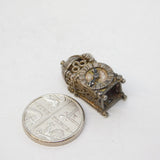 Sterling Silver Antique Mantle Clock Charm Pendant Vintage c1970