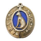 Sterling Silver Gilt Enamel Egyptian Revival Charm Pendant Vintage c1970s
