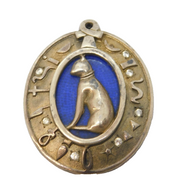 Sterling Silver Gilt Enamel Egyptian Revival Charm Pendant Vintage c1970s
