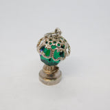 Sterling Silver Glass Set Lamp Form Charm Pendant Vintage c1970