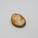 Continental 800 Silver Carved Shell Cameo Brooch Or Pendant Vintage c1970's