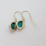 Pair of Sterling Silver Cabochon Turquoise Peardrop Hook Earrings Modern c1990