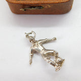 Sterling Silver Football Player Soccer Charm Pendant Vintage c1970