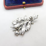 Sterling Silver Marcasite Set Bunch of Flowers Brooch Pin Antique c1920 Art Deco