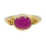 9ct Yellow Gold & Earth-Mined Ruby Studio Dress Ring Vintage c2000