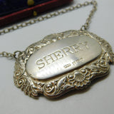 Sterling Silver Scallop Edge Sherry Decanter Label Vintage 1977 Birmingham