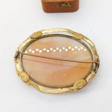 Large Victorian Rolled Gold Agate Set Dress Brooch Antique c1860