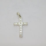 Sterling Silver Multi-Stone Diamond Cross Charm Pendant Vintage c1970