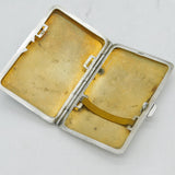 Art Deco Silver Plated Black & White Enamel Romantic Scene Cigarette Case